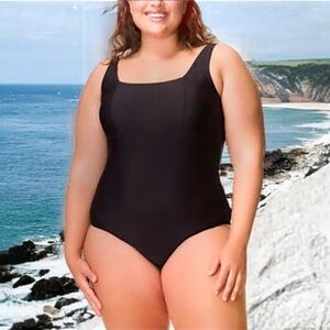 18 • Roots • Black Square Neck One Piece Swimsuit *NWOT*